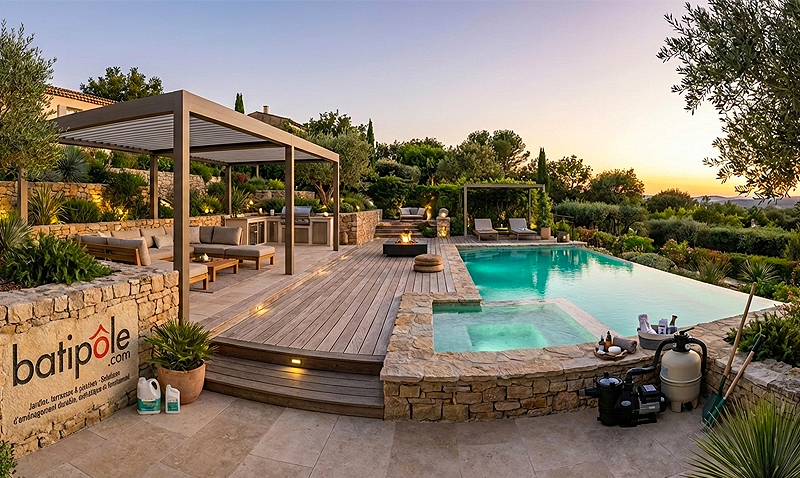 Jardins, terrasses et piscines