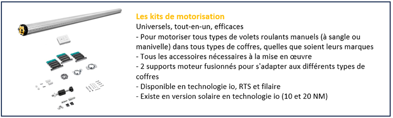 Kits de motorisation Somfy pour volets roulants