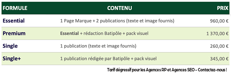 Offre Visibility+ - Batipole.com