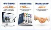 Les trois voies de publication de batipole : offres éditoriales, partenariat Dossier et programme Agences RP