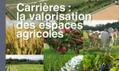 Couverture du recueil UNPG : vue aérienne d’une carrière en plaine agricole et neuf vignettes de cultures