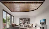 Tubes intégrés au plafond diffusant une fraîcheur douce et homogène dans une pièce moderne