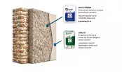 Coupe du système correcteur thermique Socli sur mur en pierre, sous-enduit chaux-chanvre et finition