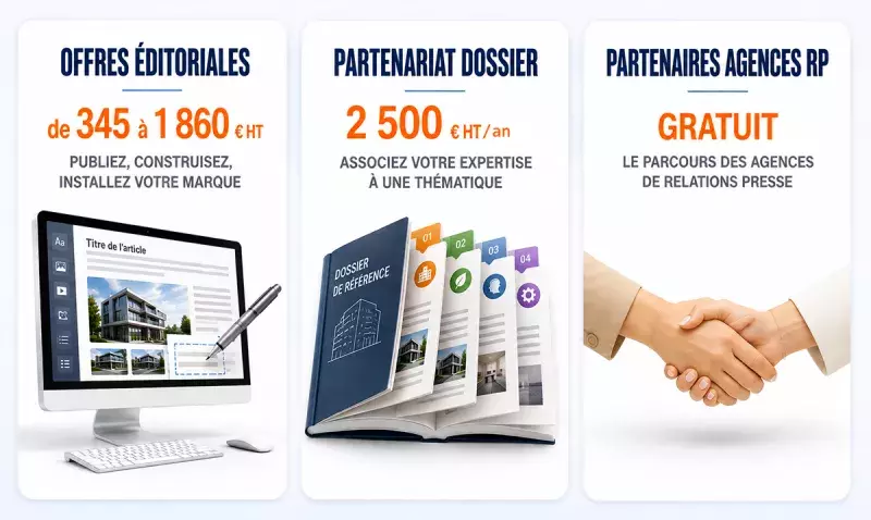 Les trois voies de publication de batipole : offres éditoriales, partenariat Dossier et programme Agences RP