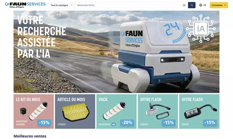 Écran d’une plateforme de recherche de pièces détachées pour camions optimisée par l’IA