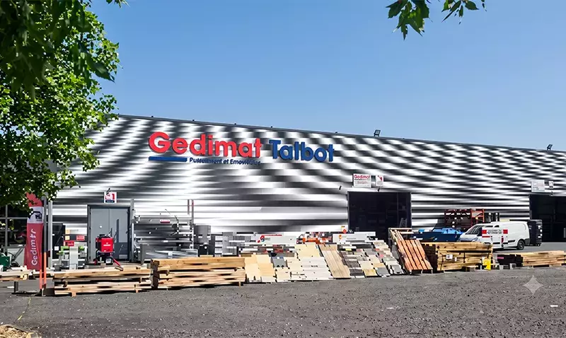Agence Gedimat Talbot à Marennes, spécialisée en négoce de matériaux et expositions bois.