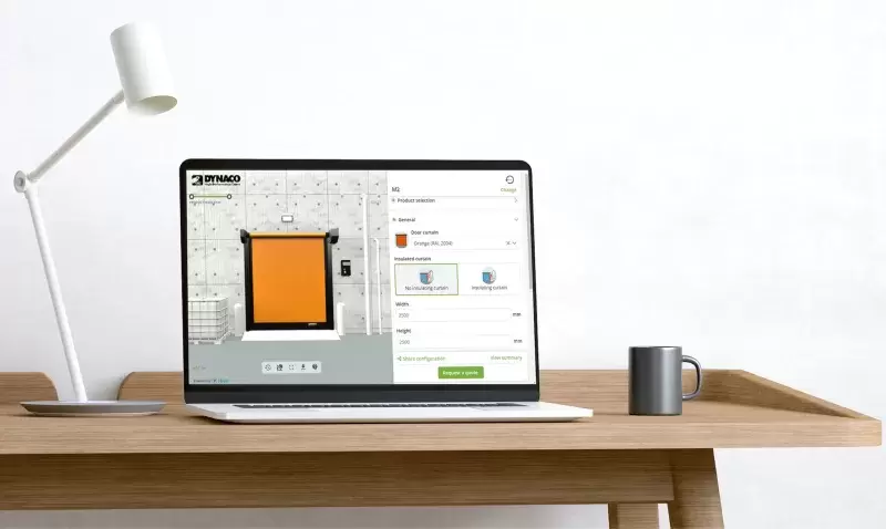 Pour tous les projets, le configurateur en ligne de Dynaco donne immédiatement un aperçu de la future porte.