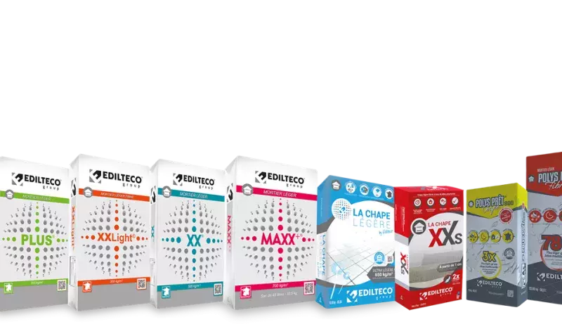 EDILTECO® France réinvente ses gammes de mortiers et chapes légères Prêt à l’Emploi
