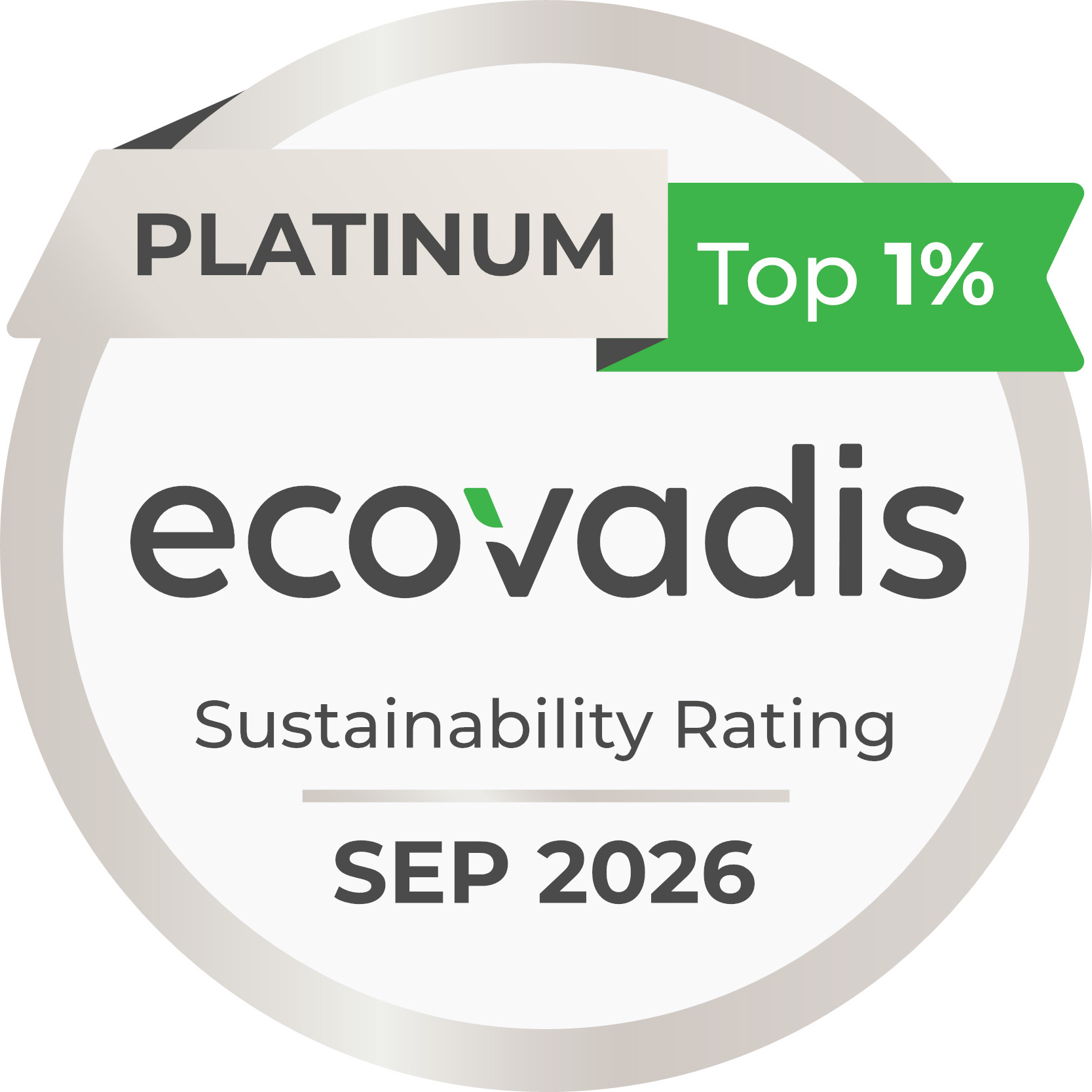 Médaille Platinum EcoVadis 2026 obtenue par le groupe Corialis avec un score de 90 sur 100
